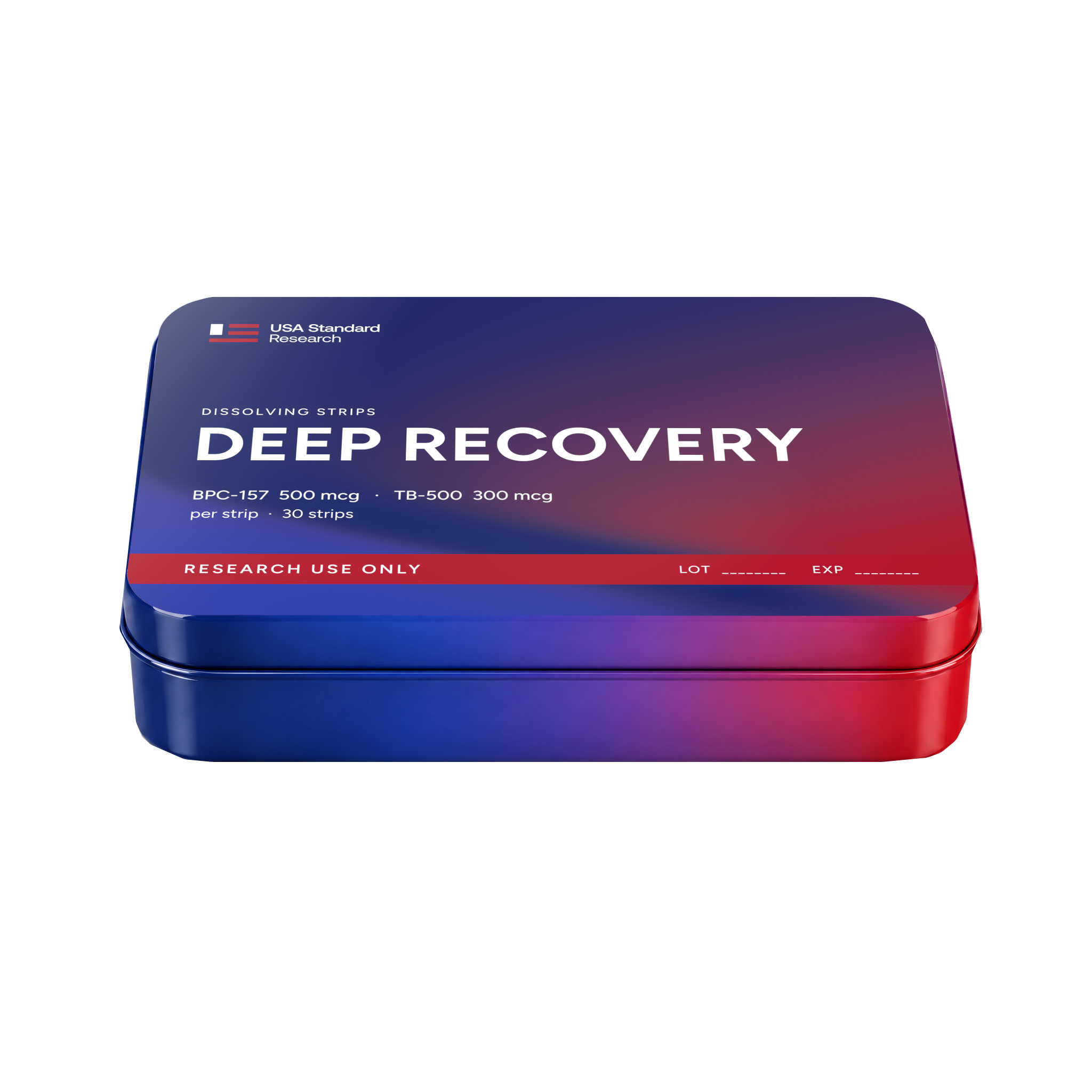 Deep Recovery dissolving strips, sealed tin